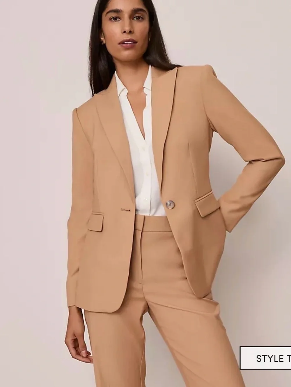 Ann Taylor Tan Fitted Long Blazer NWOT | 6